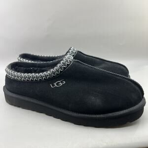 UGG Tasman Sherling Slippers Men Size 13 Black Suede Slip On Comfort Low Shoes